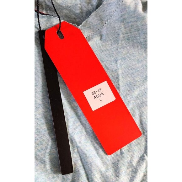 Vassari Los Angeles Aqua Short Sleeve Shirt, Size Large, Designer Cotton/Spandex - Picture 7 of 11